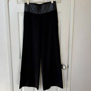 NWOT Georgie Black Leather Waistband Wide Leg Trouser Pants 2